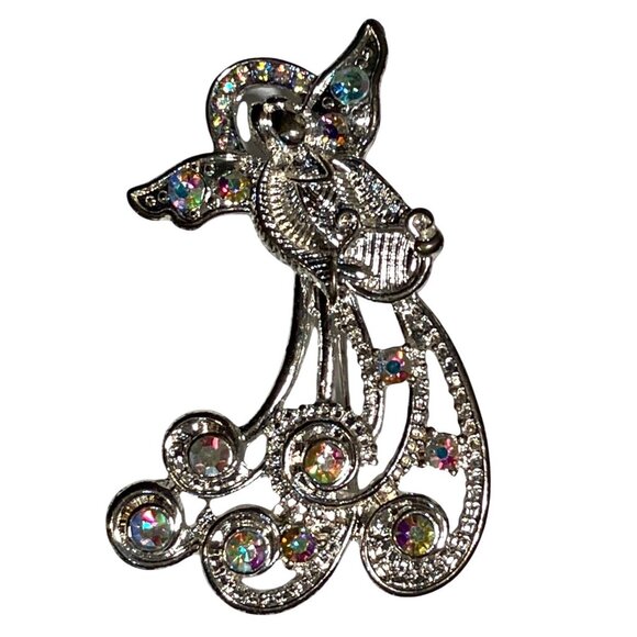 Silver Tone Angel Brooch Pin With Rhinestone Accents In Gift Box - Picture 8 of 8